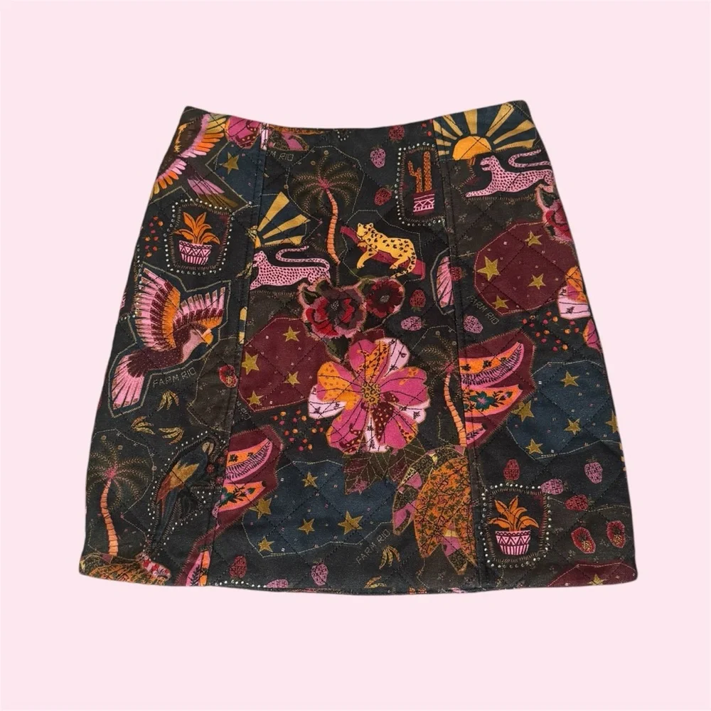 NWT Anthropologie Farm Rio Quilted Skirt, Leopard Motif, Size Small - Picture 1 of 3